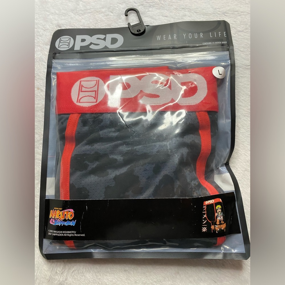 PSD Men's Naruto Uzumaki Air Time Black Boxer Brief Underwear Sz L NWT $25